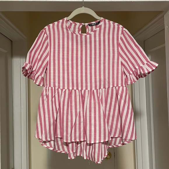 Women’s Pink & White Striped Shirt - size XS - Picture 1 of 3